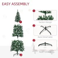 HOMCOM 6FT Tall Prelit Pencil Slim Artificial Christmas Tree with Realistic Branches, 300 Colourful LED Lights and 618 Tips, Xmas Decoration, Green(m-6)
