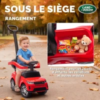 AIYAPLAY Porteur enfants Land Rover Discovery sous licence, porteur voiture à pousser avec poignée amovible, 84x40x94,5cm, rouge(m-6)