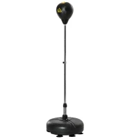HOMCOM Punching ball sur pied réglable hauteur 133 -151 cm, sac de frappe sur pied 2 gants base lesté 45 x 45 x 133-151 cm noir(m-11)