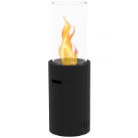 HOMCOM Camino a Bioetanolo in Acciaio e Vetro con Capacità 0.3L e Copertura 15㎡, 27x27x82 cm, Nero(m-1)