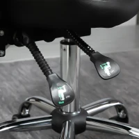 HOMCOM Saddle Stool, PU Leather Adjustable Rolling Salon Chair for Massage, Spa, Clinic, Beauty and Tattoo, Black(m-8)