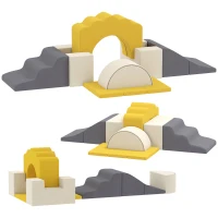 AIYAPLAY 7 Piece Kids Soft Play Set with Detachable Cover, Baby Indoor Climb and Crawl Foam Toy for Toddlers, Yellow(m-11)