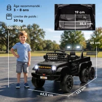 AIYAPLAY Voiture électrique enfant buggy électrique enfant 2 moteurs 12 V 3 vitesses remorque arrière 122L x 62,5l x 65H cm noir(m-3)