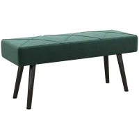 HOMCOM Panca Imbottita Fondoletto in Tessuto Effetto Velluto e Acciaio, 100x36x45 cm, Verde e Nero(m-1)
