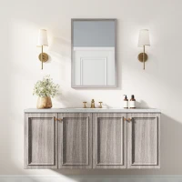 HOMCOM Wall Bathroom Mirror, 40 x 60 cm Wall-Mounted Mirror for Living Room, Bedroom, Hallway, Grey(m-8)