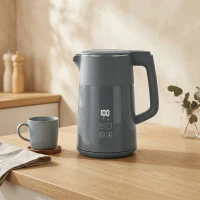 HOMCOM Electric Kettle, 1.7L Fast Boil 3kW Water Kettle with UK Strix Thermostat, LED Display, Keep Warm Function, Grey(m-9)
