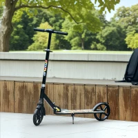 AIYAPLAY Foldable Kids Scooter with Adjustable Handlebar, 200mm Big Wheel, Rear Fender Brake, for Ages 6-12 Years, Black(m-10)