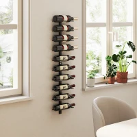 HOMCOM Weinregal, Wandregal für 10 Flaschen Wein, 10 Ebenen, Metall, für Küche, Wohnzimmer, Hausbar, Schwarz(m-10)