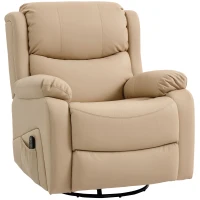 HOMCOM Poltrona Relax Reclinabile con 8 Punti Massaggianti, Riscaldanti e Poggiapiedi, 87x97X100 cm, Beige(m-1)