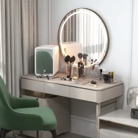 HOMCOM Nevera Cosméticos 10L Extrasilenciosa 12V/240V para Enfriar y Calentar Frigorífico Pequeño para Dormitorio Maquillaje(m-10)