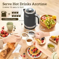 HOMCOM Sleek Textured Kettle and Toaster Set - Black(m-4)