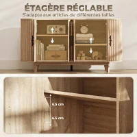 HOMCOM Buffet salon, meuble de rangement ovale avec 6 portes et 2 étagères réglables, 147x40x76cm, chêne(m-6)