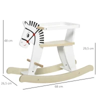 HOMCOM Cheval à Bascule zèbre - Cheval à Bascule en Bois - Jeu à Bascule Bois - poignées Repose-Pied Anneau de sécurité(m-3)