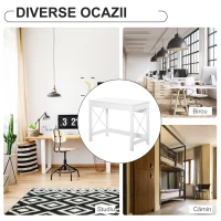 HOMCOM, Birou de Studiu, Stil Modern, MDF, Metal, 105x50x76 cm, Alb(m-5)