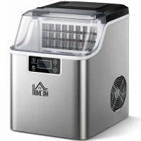HOMCOM Eiswürfelmaschine Eiswürfelspender Ice-Maker 20kg/24h 2,3L Eiswürfelbereiter mit 3,2 L Wassertank, Silber(m-1)