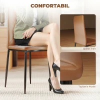 HOMCOM, Set de 6 Scaune de Dining Moderne, Cu Spătar Înalt, din Piele Ecologică și Oțel, 41x50x97 cm, Maro(m-6)