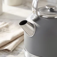 HOMCOM Stainless Steel Kettle and Toaster Set, 1.7L 3000W Cordless Fast Boil Kettle, 4 Slice Toaster Kitchen Set, Grey(m-10)