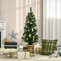 HOMCOM Albero di Natale Artificiale da 120cm con 60 Luci LED e 140 Rami per Interni, Verde(m-2)