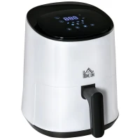 HOMCOM 2.5L Air Fryer, 1300W Air Fryer Oven with Digital  Touch Display, Rapid Air Circulation, Adjustable Temperature, Timer and Dishwasher Safe Basket for Oil Less or Low Fat Cooking, White(m-1)