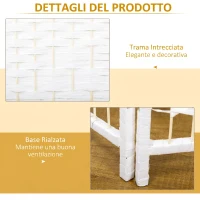 HOMCOM Paravento a 3 Ante Pieghevole per Interni, Autoportante e Intrecciato, 120x170 cm, Bianco(m-6)