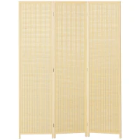 HOMCOM Paravent en bois séparateur de pièce closion de séparation pliable 3 panneaux 135 x 180 cm bois naturel(m-11)