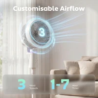 HOMCOM Pedestal Air Circulation Fan with Oscillating, Light Off, White(m-6)