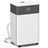 HOMCOM Déshumidificateur d'air 20 L/jour, déshumidificateur silencieux, réservoir d'eau 4,5 L, 30,5x23,5x49,5cm, blanc(m-11)