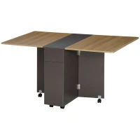 HOMCOM Tavolo Pieghevole da Pranzo in Truciolato con 2 Cassetti, 1 Armadietto, max. 6 Persone, 140x76x76 cm(m-11)