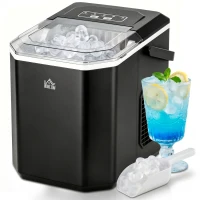 HOMCOM Machine à glaçons autonettoyante 9 glaçons en 6-13 minutes avec panier et pelle, 22.2x29.4x29 cm, noir(m-18)