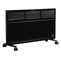 HOMCOM POWER Convector Radiator, Energy Saving Freestanding or Wall-mounted Heating with 2 Heat Settings Safety Cut-Off, Black(m-1)