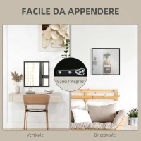 HOMCOM Specchio da Parete Rettangolare con Ganci, Specchio a Muro in Vetro e MDF, 50x50 cm, Nero(m-5)