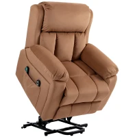 HOMCOM Sillón Relax Reclinable Eléctrico Levanta Personas con Masaje Vibratorio y Calor Control Remoto Reposapiés Marrón(m-1)