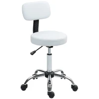 HOMCOM 360° Swivel Seat Salon Stool - White(m-1)