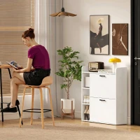 HOMCOM Meuble à chaussures 15 paires, armoire à chaussures moderne avec 2 tiroirs rabattables, 83x24x90,5cm, blanc(m-9)