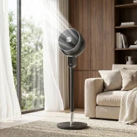 HOMCOM 20 dB Silent Standing Fan for Bedroom, 42" Pedestal Fan with Remote, 90° Oscillating, 8 Speeds, Remote Control, Grey(m-10)