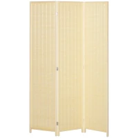 HOMCOM Paravent en bois séparateur de pièce closion de séparation pliable 3 panneaux 135 x 180 cm bois naturel(m-10)