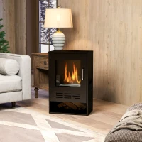 HOMCOM Camino a Bioetanolo Autoportante con Bruciatore da 0.9L e Durata 3.3 Ore, 44x28x68 cm, Nero(m-7)