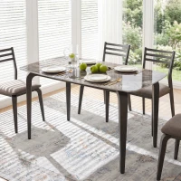HOMCOM Table à manger rectangulaire pour 4 personnes, 130 x 70 x 75 cm, table de cuisine avec plateau en pierre frittée, marron(m-11)