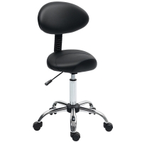 HOMCOM Rollhocker höhenverstellbar mit Rückenlehne Drehhocker 83-98 cm Arbeitshocker 360° drehbar für Büro Salon