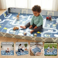 AIYAPLAY Alfombra Bebé Acolchada Plegable Reversible 202x180,5x1 cm Laterales Abatibles Impermeable Multicolor(m-9)