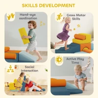 AIYAPLAY 9-Piece Soft Play Set, Kids Soft Play Foam Blocks with Detachable Cover for Climbing and Crawling(m-7)