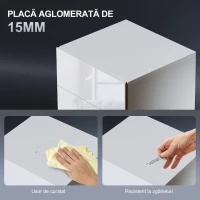 HOMCOM Noptieră Modernă cu Lumină LED Reglabilă, Telecomandă și 3 Sertare, 40x35x60 cm, Alb Lucios(m-6)