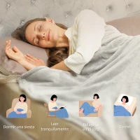 HOMCOM Manta Eléctrica 180x130 cm 9 Niveles de Temperatura Temporizador Lavar a Máquina, Pantalla LED Gris(m-7)