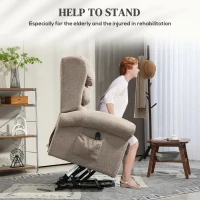 HOMCOM Velvet-Feel Electric Riser Recliner Chair - Khaki(m-4)