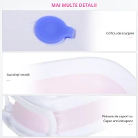 HOMCOM Cădiță de Baie Pliabilă pentru Nou-Născuți și Bebeluși, Antiderapantă, cu Dop de Evacuare a Apei, Design Ergonomic, Roz(m-4)