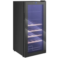 HOMCOM Cantinetta Frigo per Vino da 92L con Ripiani Regolabili per 20 Bottiglie e 50 Lattine, 43x45x94 cm, Nero(m-11)