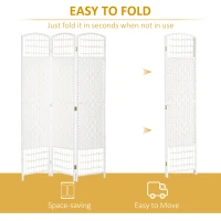 HOMCOM 3 Panel Folding Room Divider, Privacy Screen, Paravent Partition Separator for Living Room, Bedroom, White(m-4)