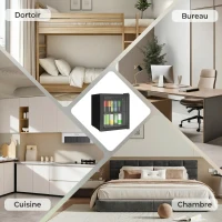 HOMCOM Réfrigérateur à boissons 46L 59 canettes, mini frigo silencieux pose libre avec porte en verre trempé double, noir(m-8)