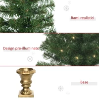 HOMCOM Albero di Natale Artificiale da 120cm con 60 Luci LED e 140 Rami per Interni, Verde(m-7)