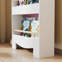 AIYAPLAY Libreria per Bambini con 3 Ripiani a Forma di Orsetto con Barriere Frontali, 55x15x110 cm, Rosa(m-8)
